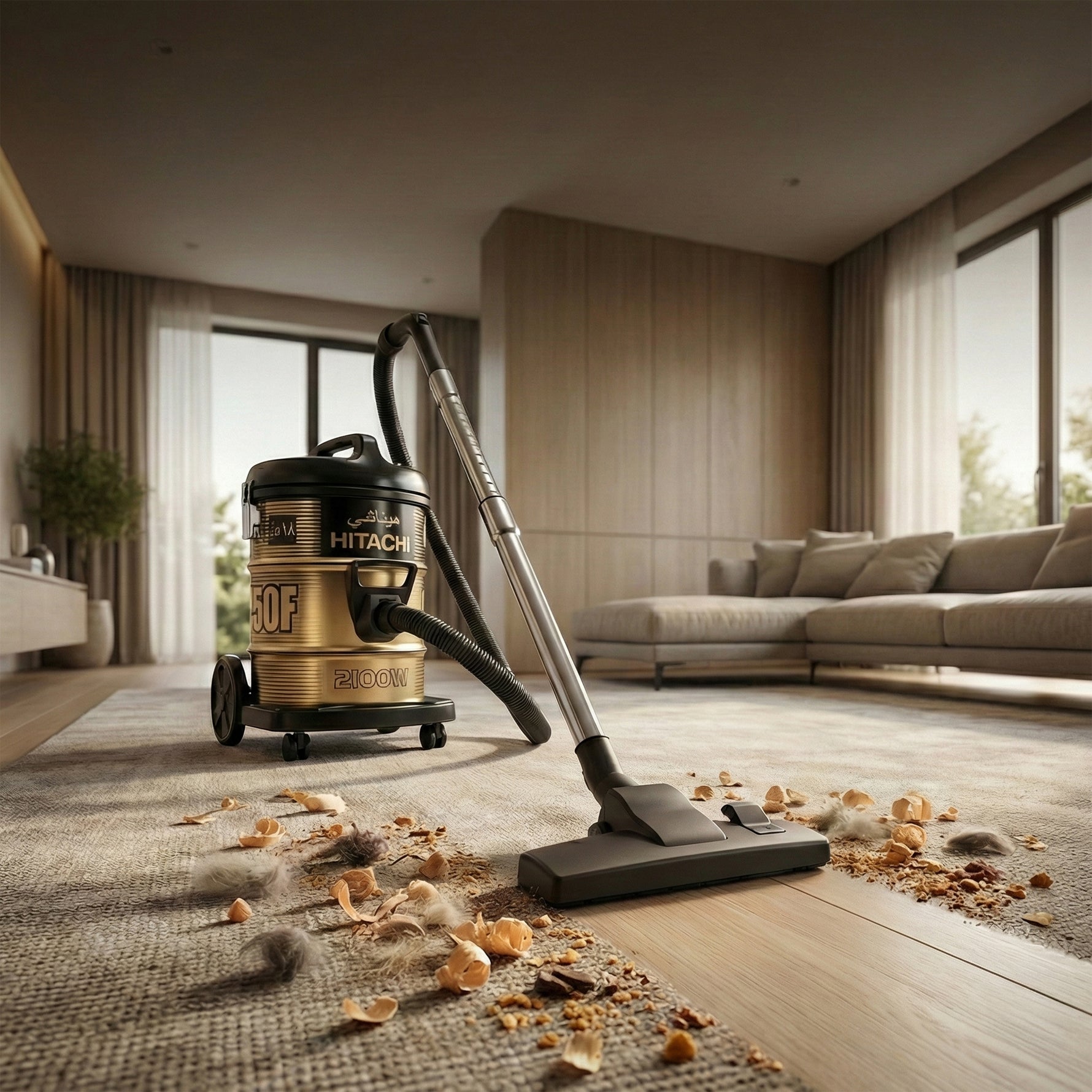 مكنسة برميلية هيتاشي بقوة 2100 وات – سعة 18 لتر، CV-950F