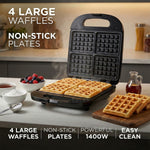 توستر بلاك آند ديكر صانع 3 في 1 (ساندويتش/وافل/شواء) - 1400 واط، TS4130-B5، أسود