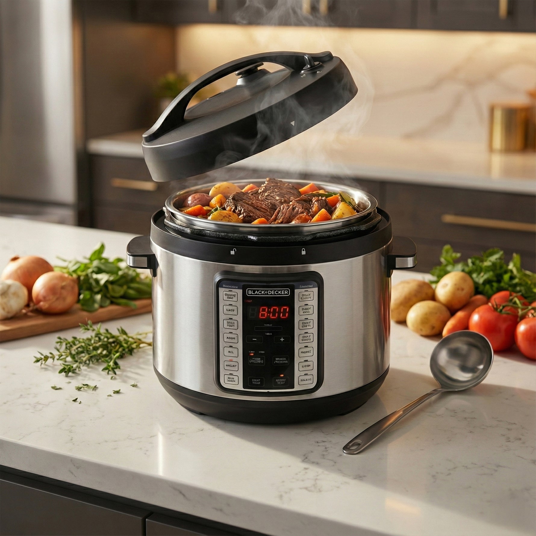 حلة ضغط كهربائية بلاك اند ديكر , ذكية 9 في 1 - 10 لتر، 1350 واط، PCP1010-B5