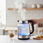 غلاية زجاجية كهربائية - 1.7 لتر، 2200 واط، ZJG08.0 قاعدة 360°، إضاءة LED، ، أسود/فضي