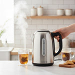 غلاية كهربائية استانلس ستيل - 1.7 لتر، 2200 واط، قاعدة دوارة 360°، ZJM01  ، فضي