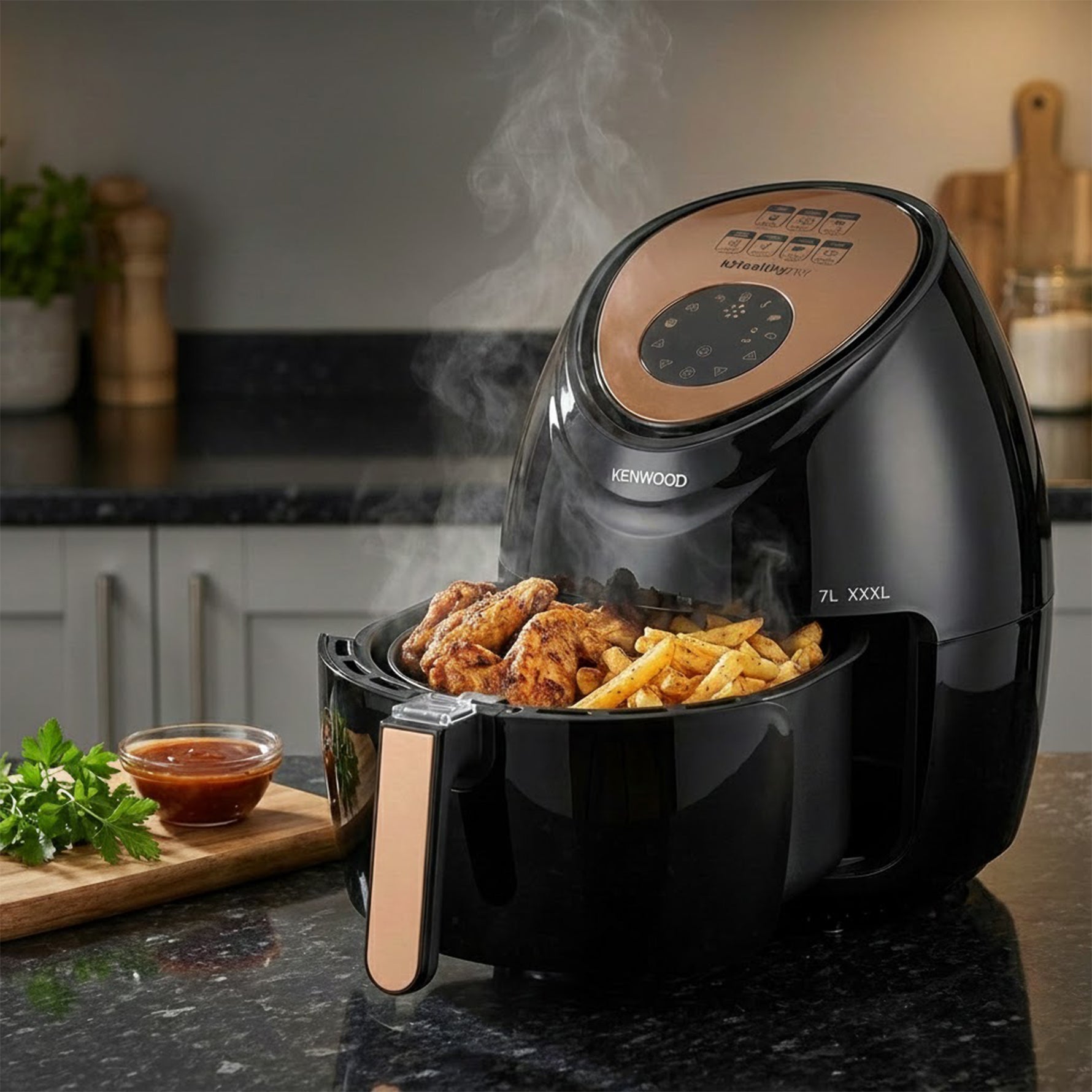 قلاية هوائية كينوود - 7 لتر، 1800 واط، 7 برامج، HFP72.000BK