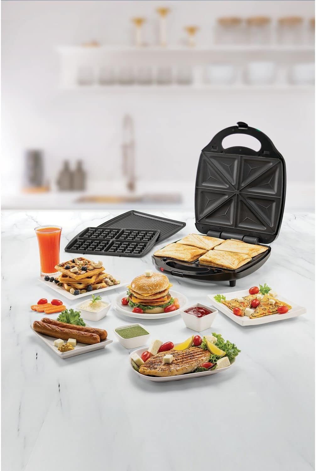 توستر بلاك آند ديكر صانع 3 في 1 (ساندويتش/وافل/شواء) - 1400 واط، TS4130-B5، أسود