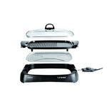 شواية صحية، غطاء زجاجي، تحكم في درجة الحرارة المتغيرة، صينية تجميع التنقيط، قنوات تصريف الزيت 1700 W HG230 أسود/شفاف