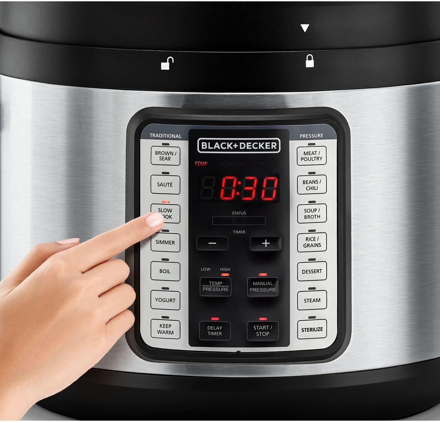 حلة ضغط كهربائية بلاك اند ديكر , ذكية 9 في 1 - 10 لتر، 1350 واط، PCP1010-B5